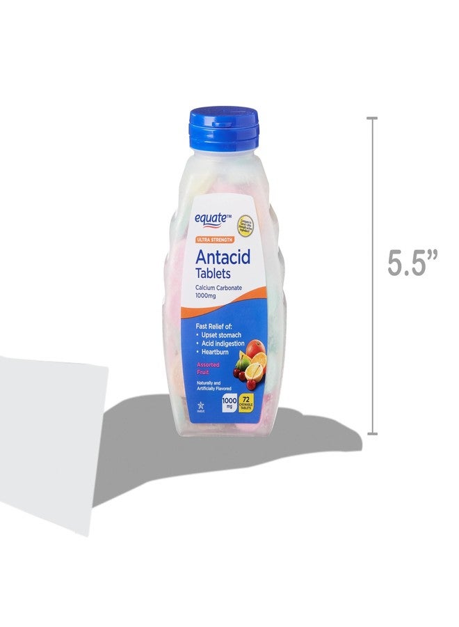 Create and Bundle Equate Ultra Strength Antacid Chewable Fruit Tablets, Over The Counter, 1000 mg, 72 Ct (Pack of 3) Total 216 Count + Createandbundle Sticker - Image 5